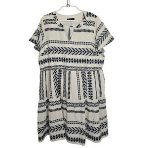 Lane Bryant NWT Flutter-Sleeve Tiered Swing Dress 20 Plus Cotton Short Boho Chic